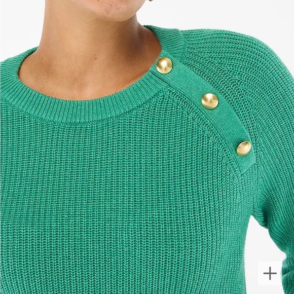 J crew Berkshire green Button raglan crewneck sweater - Picture 2 of 4